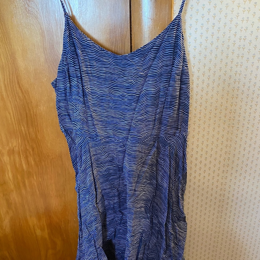 Spaghetti strap blue stripe dress